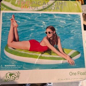 Tropical Lime Pool Float — Green/White Inflatable